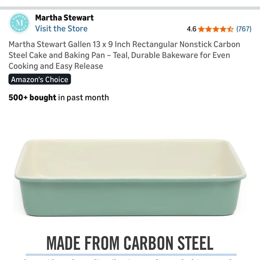 Martha Stewart Teal Nonstick Baking Pan